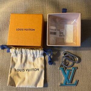 Louis Vuitton keychain bag charm with blue rubber
